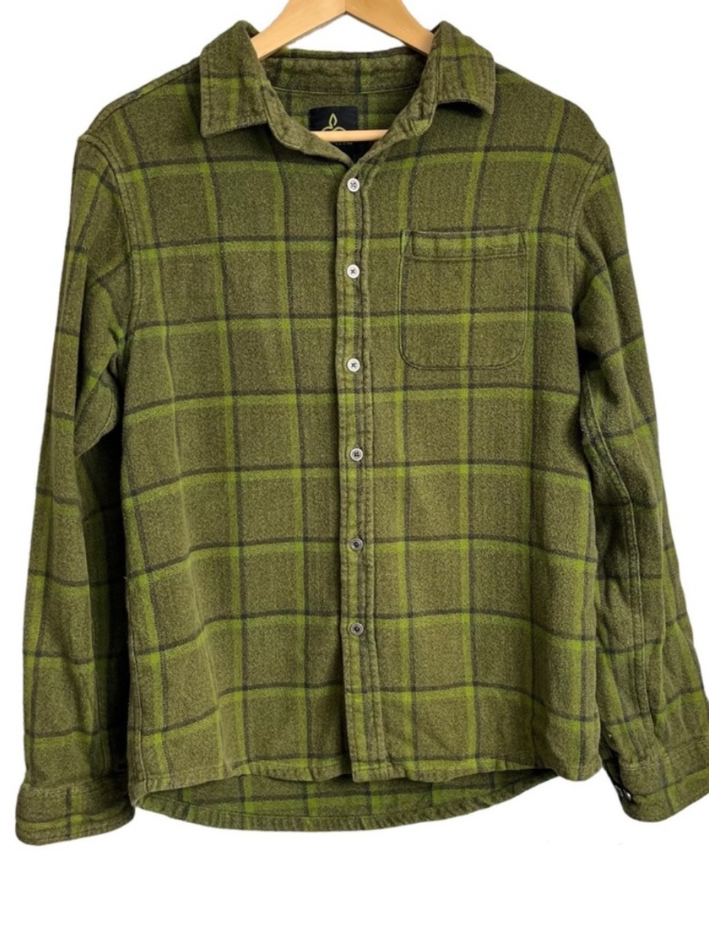 Prana Dutchman Green Plaid Flannel Shirt